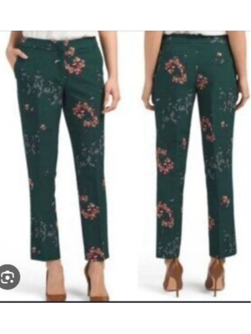 Women's CAROLINA BELLE Forest Emerald Green Floral Trousers Size 8 OfficeSiren - Picture 13 of 13